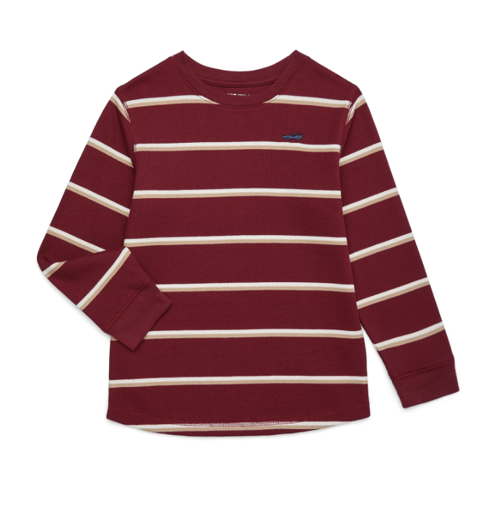 Cabernet Boys Long-Sleeve Striped Thermal T-Shirt Sizes 4-10