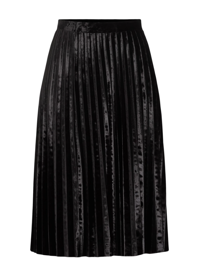 Women's Velvet Pleated Midi Skirt