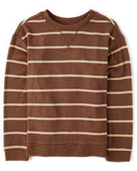 Boys Brown Plush Rib Lightweight Sweater Top 4-16