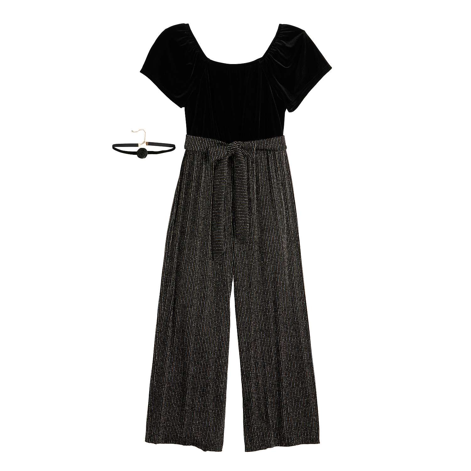 Girls Flutter Sleeve Square Neck Jumpsuit